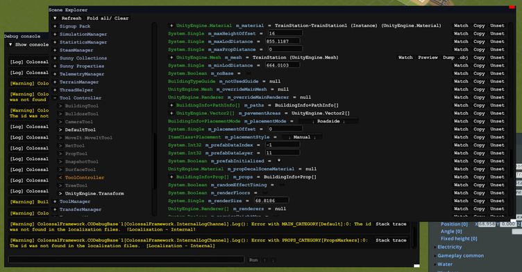 ModTools scene explorer and console