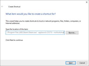 Create shortcut window